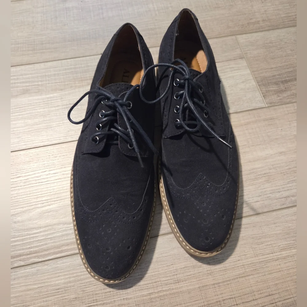 ALFANI MEN'S OWEN OXFORD BLUE SUEDE LACE UP SHOES SIZE 9.5